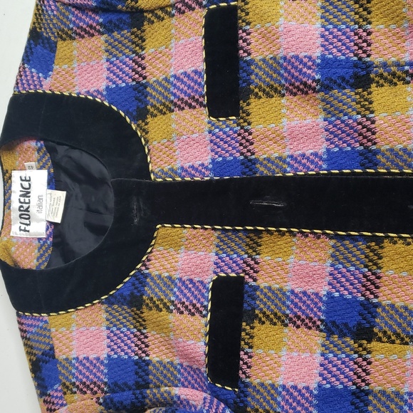 Vintage Florence Womens Plaid Tweed Wool Mohair Blazer Jacket Size 42 Preppy - Picture 16 of 16